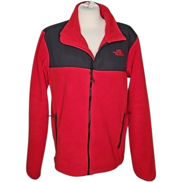 The North Face red and gray Denali zip up fleece - Picture 1 of 9